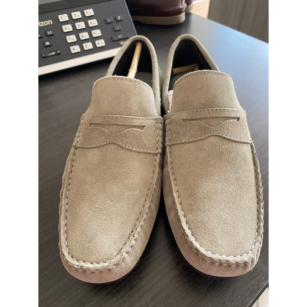 MARC JOSEPH NEW YORK Mens Moc Toe Nebraska Loafer Light Beige Size 8 Defected - Picture 1 of 7